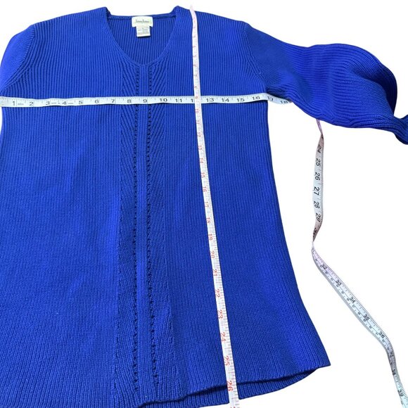 VTG 80s Neiman Marcus 100% Cotton Cobalt Blue Knit Sweater Women’s Hong Kong S - Picture 5 of 7